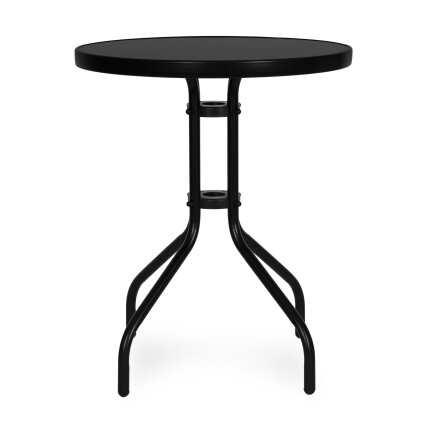 Apvalus sodo stalas, 60 cm, grūdinto stiklo stalas sodui, terasai, balkonui, juodas, „MultiGarden“ 3 Apvalus sodo stalas, 60 cm, grūdinto stiklo stalas sodui, terasai, balkonui, juodas, „MultiGarden“ 3