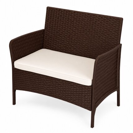 Dvivietė sodo sofa su pagalvėle, suolas balkonui, terasai, sodui, ruda, „MultiGarden“ 4