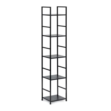 Moderni medinė lentyna su metaliniu rėmu, keturių lentynų, LOFT stilius, juoda, ModernHome 4 Moderni medinė lentyna su metaliniu rėmu, keturių lentynų, LOFT stilius, juoda, ModernHome 4