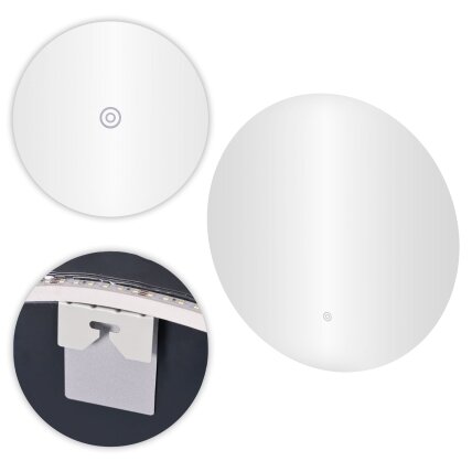 Apvalus LED vonios veidrodis 60 cm, sieninis, trys spalvos, liečiamas jungiklis, ModernHome 4 Apvalus LED vonios veidrodis 60 cm, sieninis, trys spalvos, liečiamas jungiklis, ModernHome 4