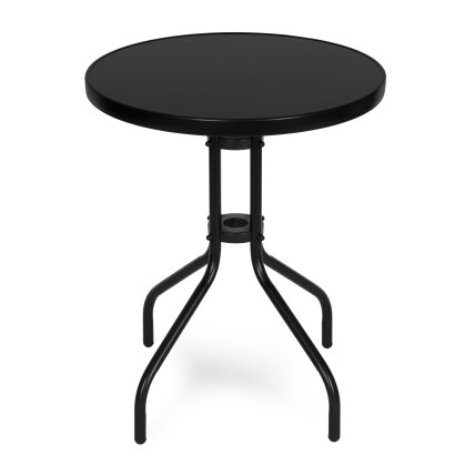 Apvalus sodo stalas, 60 cm, grūdinto stiklo stalas sodui, terasai, balkonui, juodas, „MultiGarden“ 4 Apvalus sodo stalas, 60 cm, grūdinto stiklo stalas sodui, terasai, balkonui, juodas, „MultiGarden“ 4