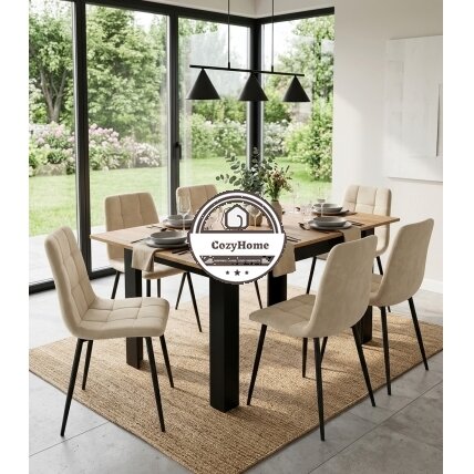Stačiakampis išskleidžiamas stalas 120-160x80 cm virtuvei-valgomajam 4-6 asmenims, ąžuolo medienos 5 Stačiakampis išskleidžiamas stalas 120-160x80 cm virtuvei-valgomajam 4-6 asmenims, ąžuolo medienos 5