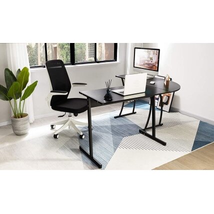 Kampinis biuro stalas lofto stiliaus, juodas, ModernHome 6