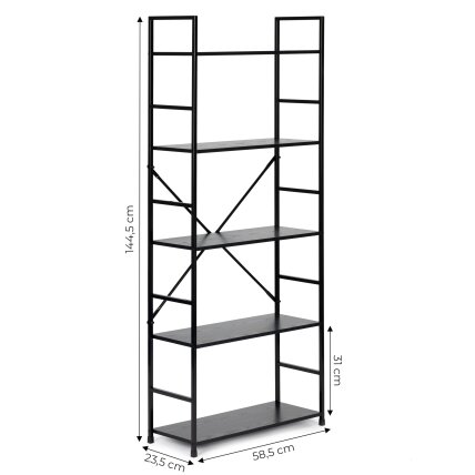 Plati medinė lentyna su metaliniu rėmu, LOFT stilius, trijų lentynų, ModernHome 6 Plati medinė lentyna su metaliniu rėmu, LOFT stilius, trijų lentynų, ModernHome 6