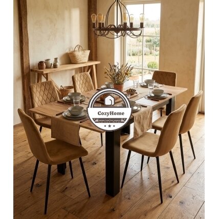 Stačiakampis išskleidžiamas stalas 120-160x80 cm virtuvei-valgomajam 4-6 asmenims, ąžuolo medienos 6 Stačiakampis išskleidžiamas stalas 120-160x80 cm virtuvei-valgomajam 4-6 asmenims, ąžuolo medienos 6