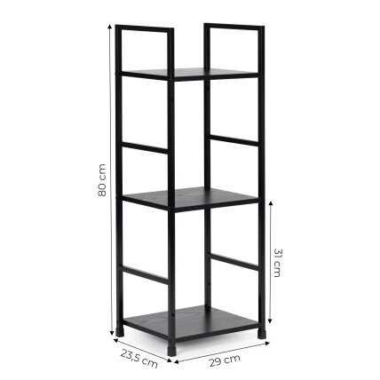 Plati moderni medinė lentyna su keturiomis lentynomis, LOFT stilius, juoda, ModernHome 7 Plati moderni medinė lentyna su keturiomis lentynomis, LOFT stilius, juoda, ModernHome 7