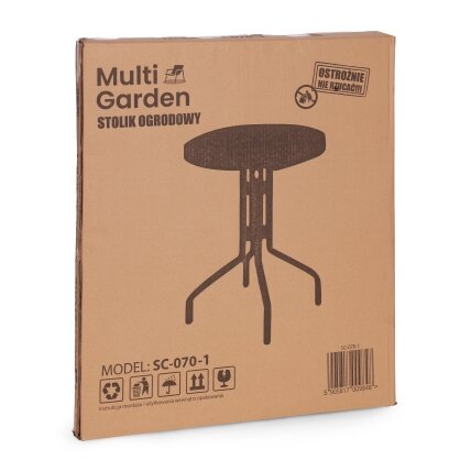 Apvalus sodo stalas, 60 cm, grūdinto stiklo stalas sodui, terasai, balkonui, juodas, „MultiGarden“ 7 Apvalus sodo stalas, 60 cm, grūdinto stiklo stalas sodui, terasai, balkonui, juodas, „MultiGarden“ 7
