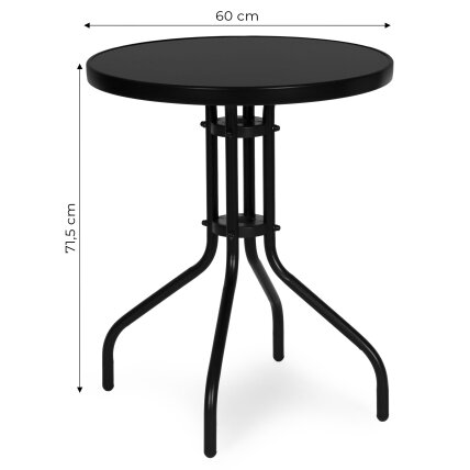 Apvalus sodo stalas, 60 cm, grūdinto stiklo stalas sodui, terasai, balkonui, juodas, „MultiGarden“ 8 Apvalus sodo stalas, 60 cm, grūdinto stiklo stalas sodui, terasai, balkonui, juodas, „MultiGarden“ 8