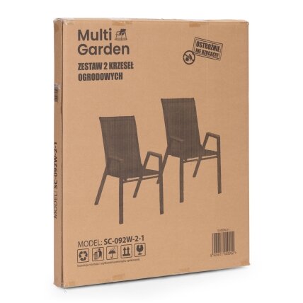 2 sodo kėdžių komplektas, pilnas komplektas terasai arba balkonui, juodas MultiGarden 8 2 sodo kėdžių komplektas, pilnas komplektas terasai arba balkonui, juodas MultiGarden 8