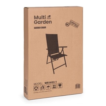 Sulankstoma plieninė sodo kėdė su reguliuojamu atlošu, juoda, „MultiGarden“ 8