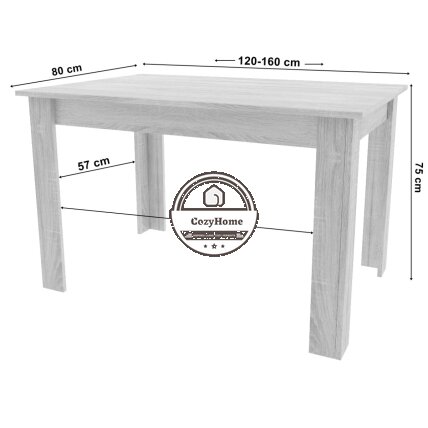 Stačiakampis išskleidžiamas stalas 120-160x80 cm virtuvei-valgomajam 4-6 asmenims, ąžuolo medienos 8 Stačiakampis išskleidžiamas stalas 120-160x80 cm virtuvei-valgomajam 4-6 asmenims, ąžuolo medienos 8