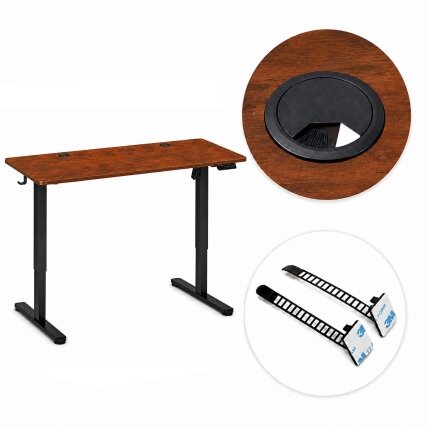 Elektrinis stalas 120x60 cm, pakeliamas, reguliuojamo aukščio 72-118 cm, tamsaus ąžuolo, ModernHome 8 Elektrinis stalas 120x60 cm, pakeliamas, reguliuojamo aukščio 72-118 cm, tamsaus ąžuolo, ModernHome 8