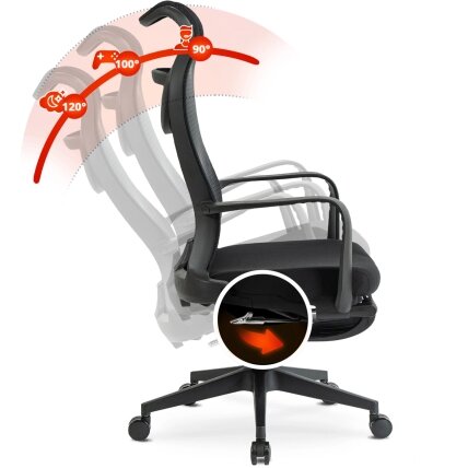 ACTON ergonomiška pasukama biuro kėdė su pakoja, juod 10 ACTON ergonomiška pasukama biuro kėdė su pakoja, juod 10