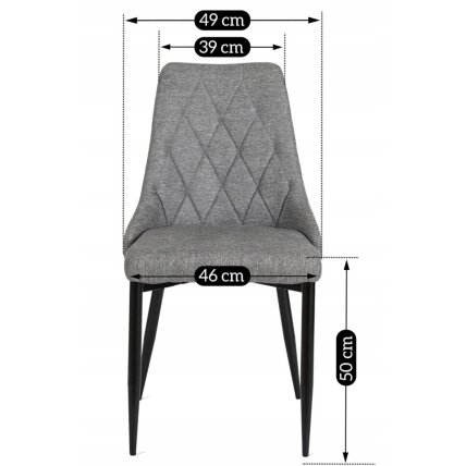 Pilka minkšta valgomojo kėdė „Kirka“ su aksomo apmušalu ir juodomis metalinėmis kojelėmis 5 Pilka minkšta valgomojo kėdė „Kirka“ su aksomo apmušalu ir juodomis metalinėmis kojelėmis 5