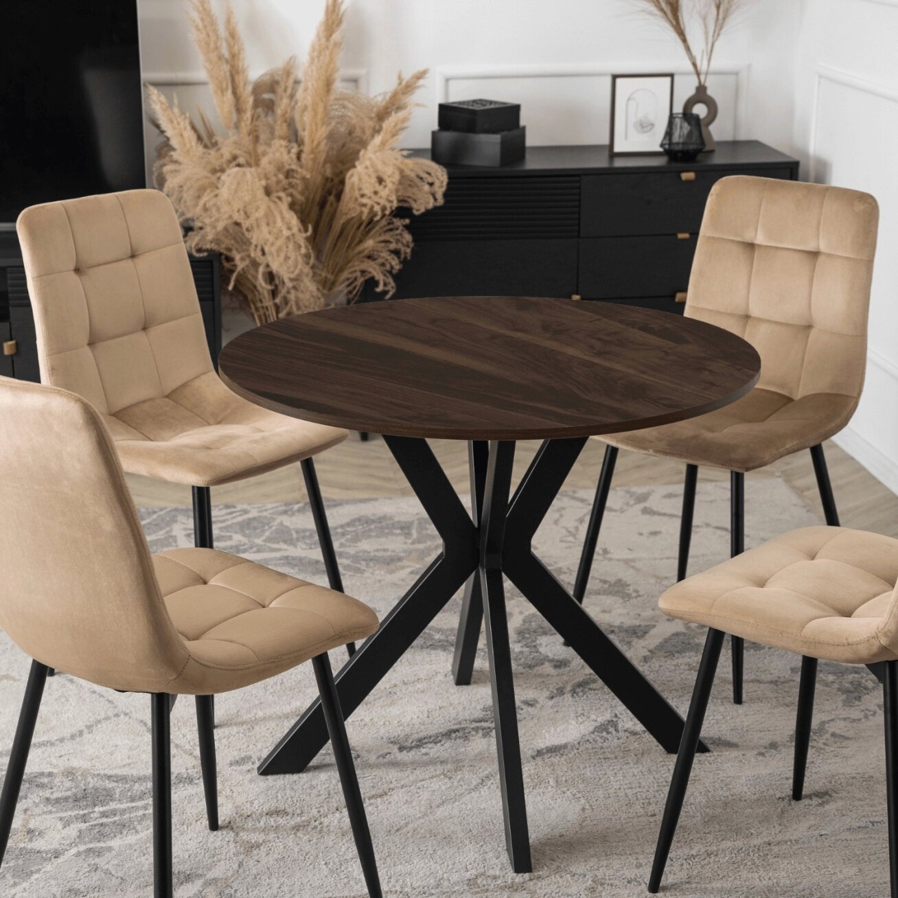 Stalas LAUREN 80 cm juodinto ąžuolo ir juodos spalvos 1