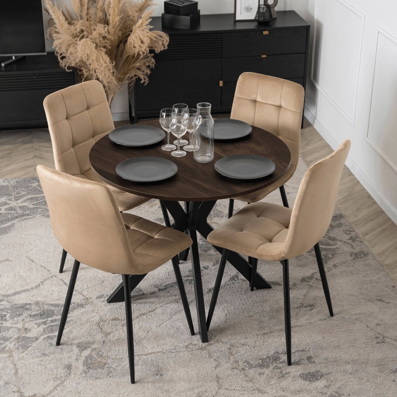 Stalas LAUREN 80 cm juodinto ąžuolo ir juodos spalvos 2 Stalas LAUREN 80 cm juodinto ąžuolo ir juodos spalvos 2