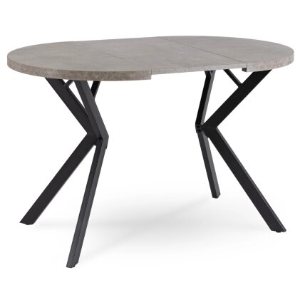 Dilan išskleidžiamas apvalus stalas, 80–160 cm, betono spalvos/juodas, lofto stiliaus 6 Dilan išskleidžiamas apvalus stalas, 80–160 cm, betono spalvos/juodas, lofto stiliaus 6