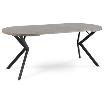 Dilan išskleidžiamas apvalus stalas, 80–160 cm, betono spalvos/juodas, lofto stiliaus 7
