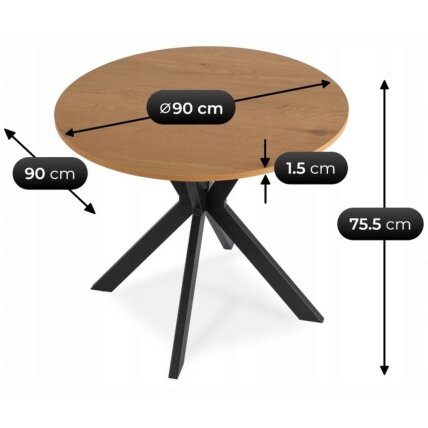 Stalas LAUREN 90 cm auksinio ąžuolo 6 Stalas LAUREN 90 cm auksinio ąžuolo 6