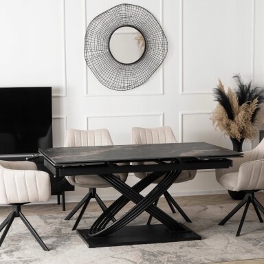 IBIZA stačiakampis ištraukiamas stalas, 160–240 cm, keramika, juodas marmuras, moderniam valgomajam lofte IBIZA stačiakampis ištraukiamas stalas, 160–240 cm, keramika, juodas marmuras, moderniam valgomajam lofte