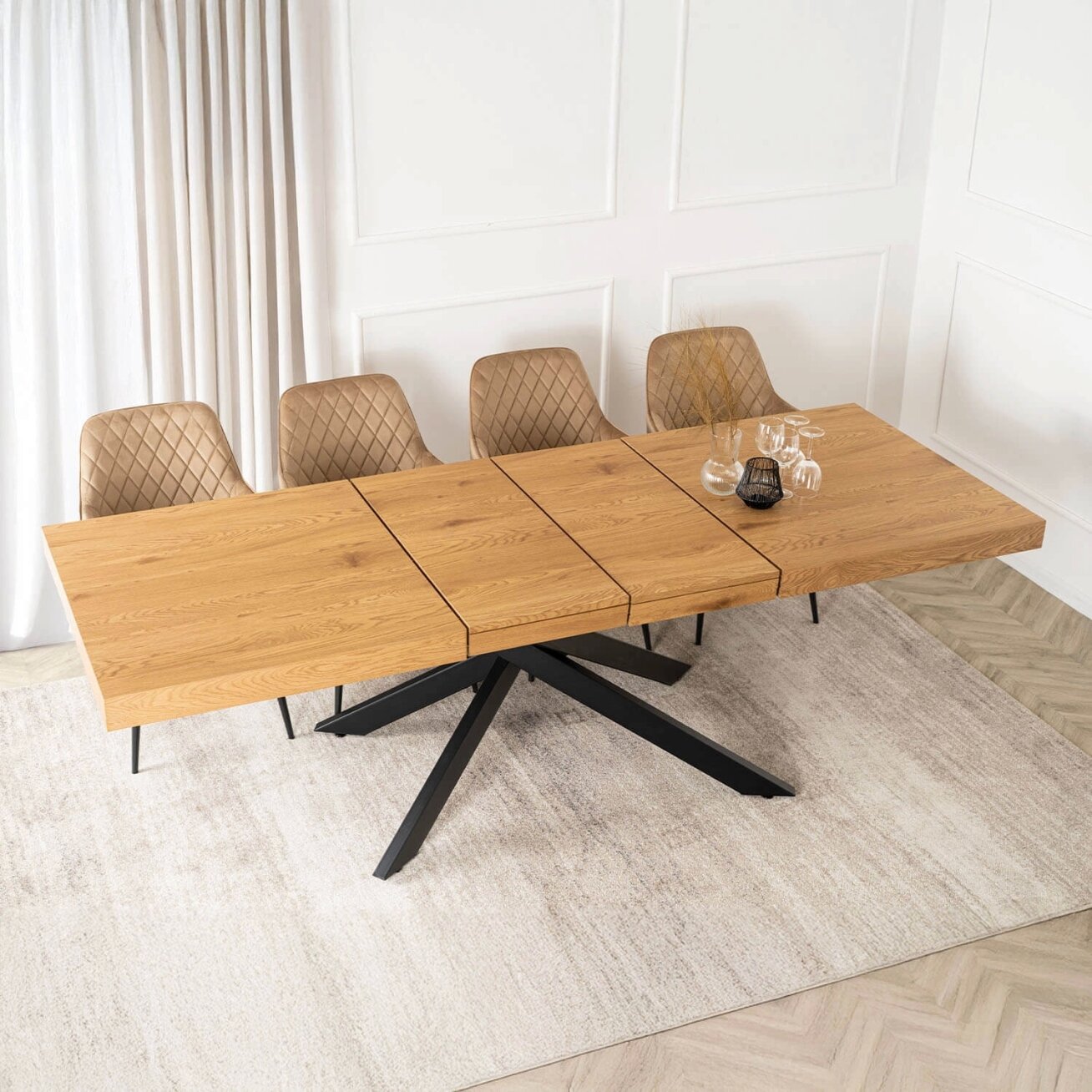 HAMPTON stačiakampis ištraukiamas stalas, 160–240 cm, ąžuolo/juodos spalvos, moderniam lofto stiliaus valgomajam 3 HAMPTON stačiakampis ištraukiamas stalas, 160–240 cm, ąžuolo/juodos spalvos, moderniam lofto stiliaus valgomajam 3