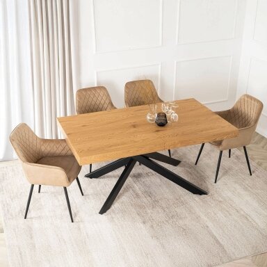 HAMPTON stačiakampis ištraukiamas stalas, 160–240 cm, ąžuolo/juodos spalvos, moderniam lofto stiliaus valgomajam HAMPTON stačiakampis ištraukiamas stalas, 160–240 cm, ąžuolo/juodos spalvos, moderniam lofto stiliaus valgomajam