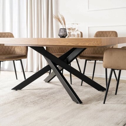 HAMPTON stačiakampis ištraukiamas stalas, 160–240 cm, ąžuolo/juodos spalvos, moderniam lofto stiliaus valgomajam 6 HAMPTON stačiakampis ištraukiamas stalas, 160–240 cm, ąžuolo/juodos spalvos, moderniam lofto stiliaus valgomajam 6
