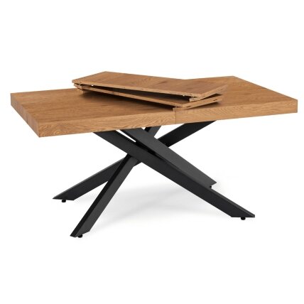 HAMPTON stačiakampis ištraukiamas stalas, 160–240 cm, ąžuolo/juodos spalvos, moderniam lofto stiliaus valgomajam 7