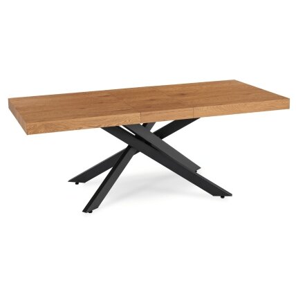 HAMPTON stačiakampis ištraukiamas stalas, 160–240 cm, ąžuolo/juodos spalvos, moderniam lofto stiliaus valgomajam 8
