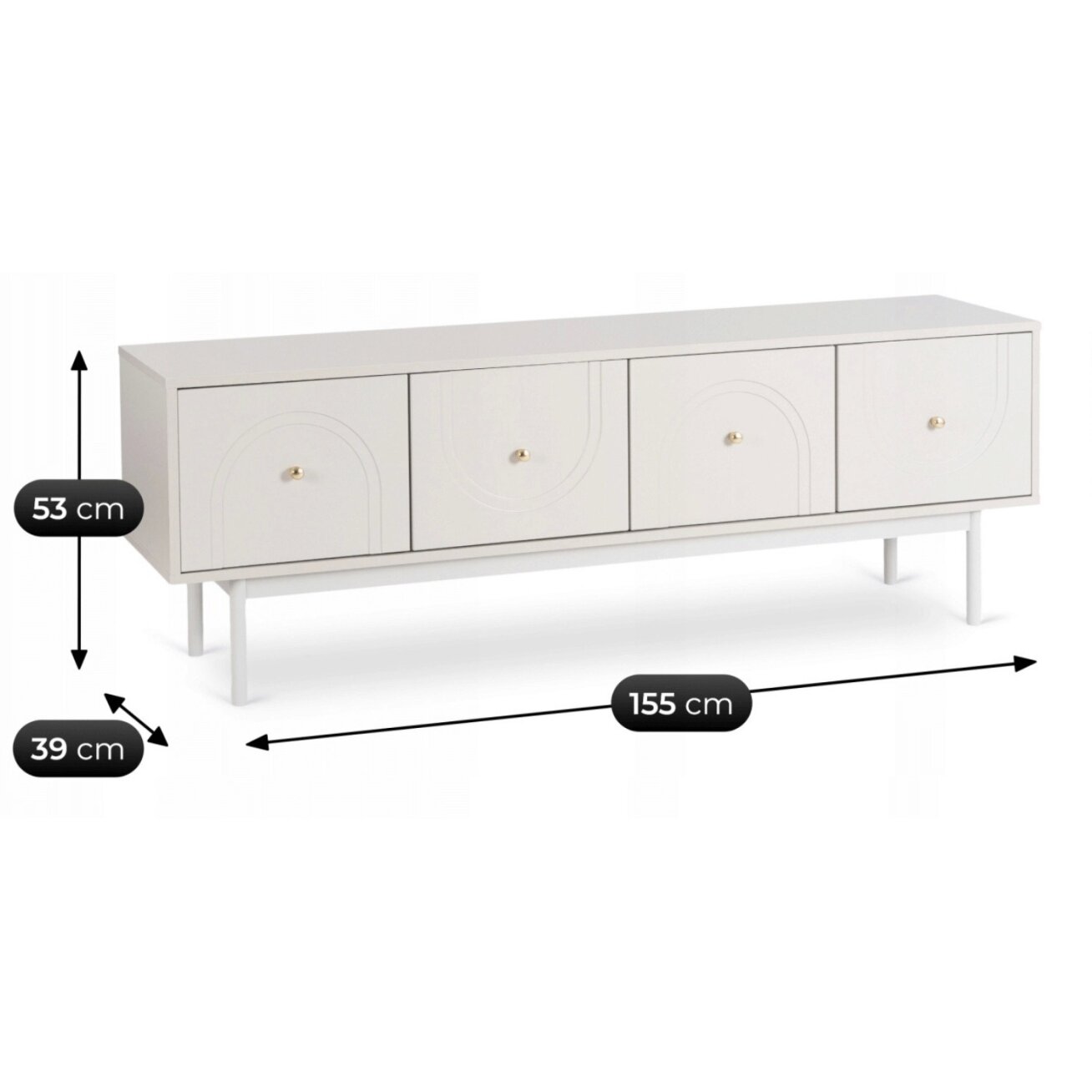 MARLEN 155 cm TV spintelė su lentynomis Koka Kašimir 8