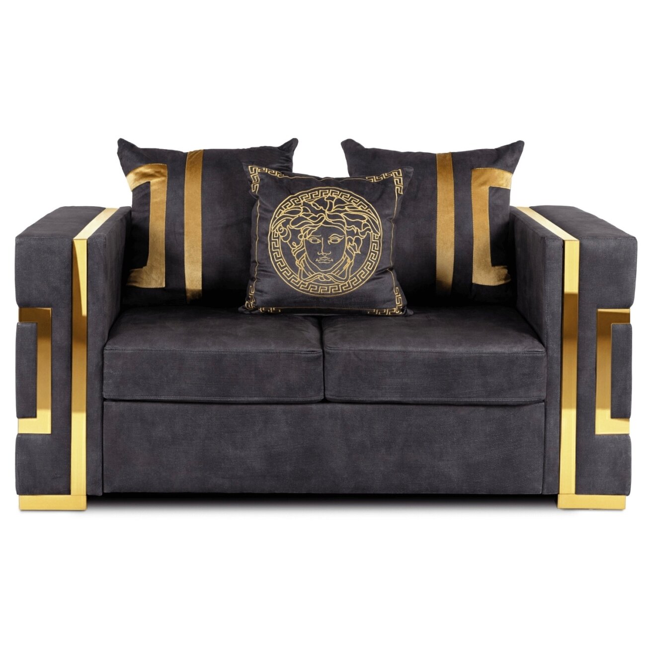 Sofa PALLAZO 2S Dwuosobowa Czarno/Złota 2 Sofa PALLAZO 2S Dwuosobowa Czarno/Złota 2