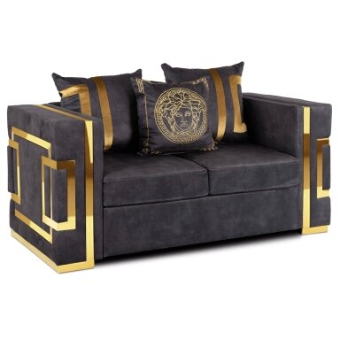 Sofa PALLAZO 2S Dwuosobowa Czarno/Złota