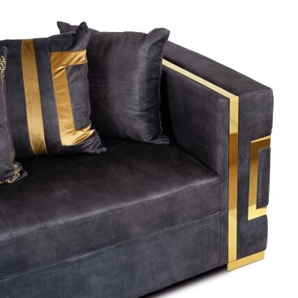 Sofa PALLAZO 2S Dwuosobowa Czarno/Złota 4 Sofa PALLAZO 2S Dwuosobowa Czarno/Złota 4