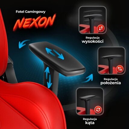 NEXON raudona pasukama žaidimų kėdė – komfortas ir stilius kiekvienam žaidėjui 4