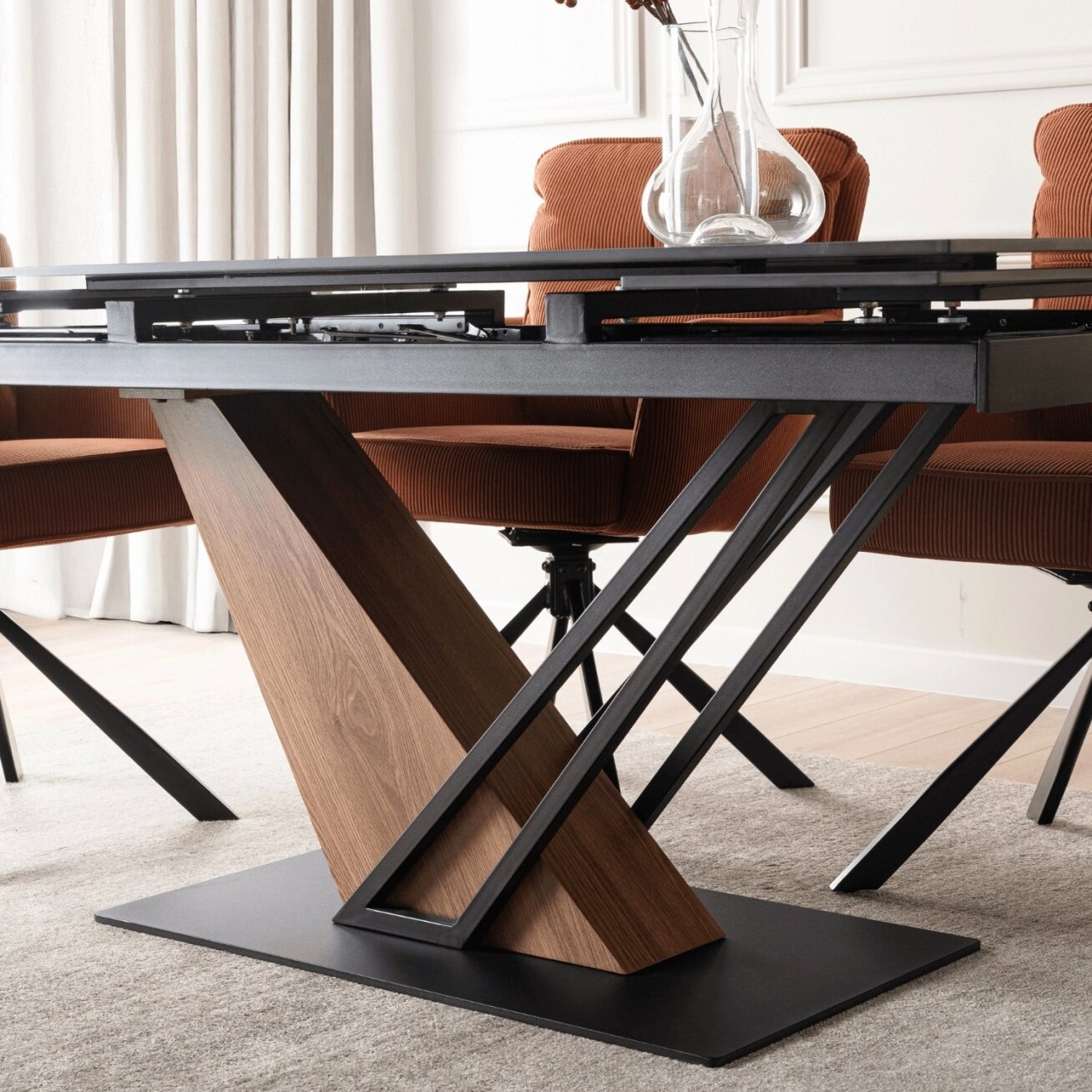 REX 2 stačiakampis ištraukiamas stalas, 180–240 cm, keramika, baltas marmuras/juodas, moderniam lofto stiliaus valgomajam 5 REX 2 stačiakampis ištraukiamas stalas, 180–240 cm, keramika, baltas marmuras/juodas, moderniam lofto stiliaus valgomajam 5
