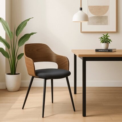 ORBI apmuštas lenkto medžio krėslas, riešuto spalvos/juodas, modernus loftas 1 ORBI apmuštas lenkto medžio krėslas, riešuto spalvos/juodas, modernus loftas 1