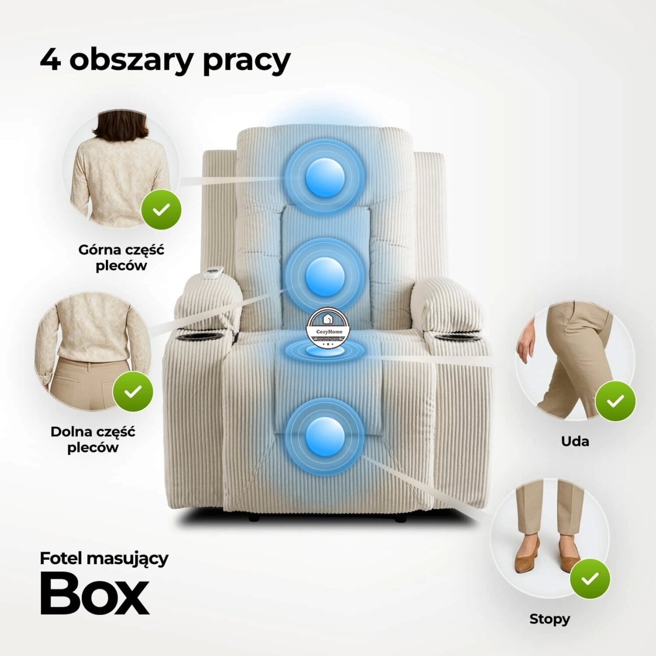 Masažinis fotelis BOX, smėlio spalvos, štruksas 4 Masažinis fotelis BOX, smėlio spalvos, štruksas 4