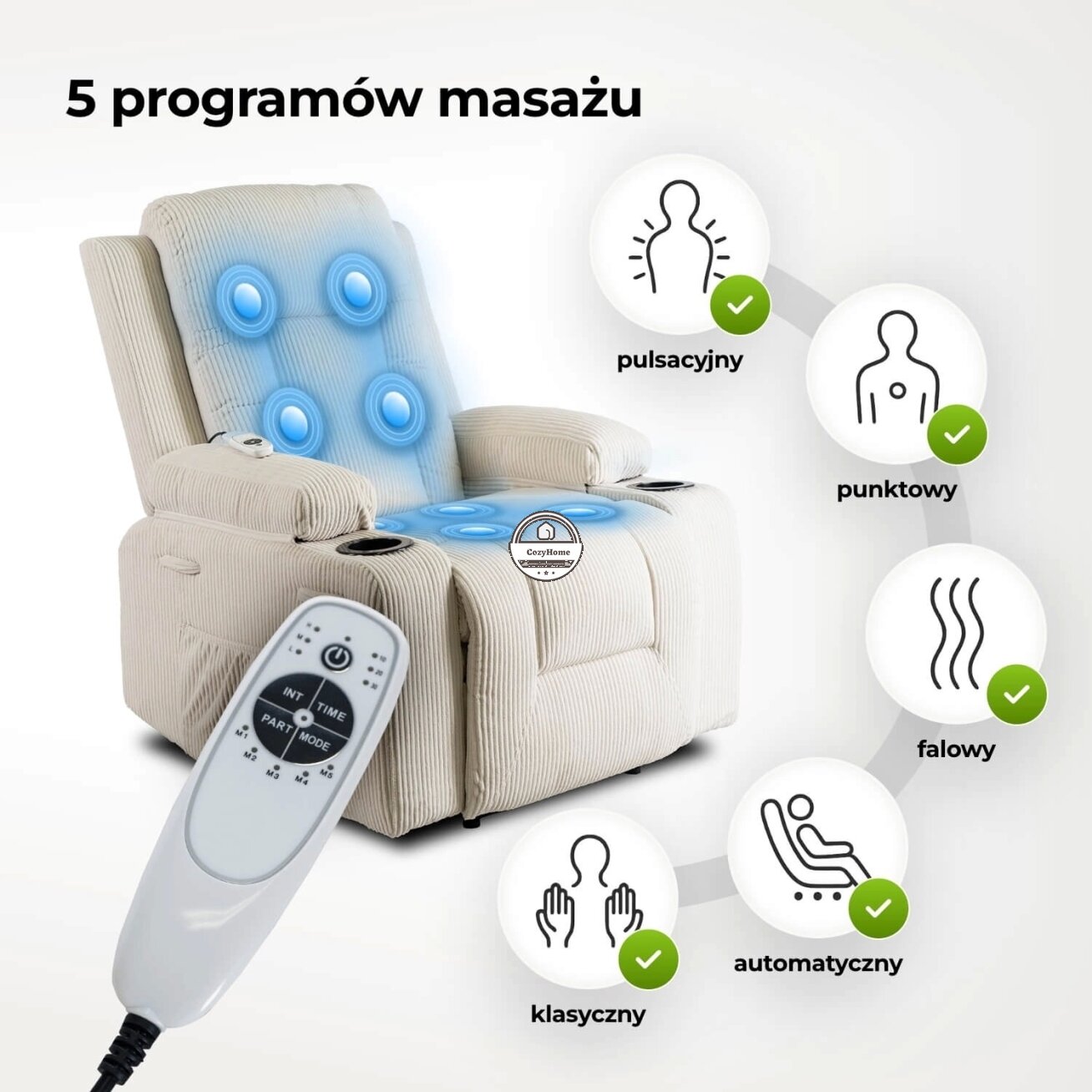 Masažinis fotelis BOX, smėlio spalvos, štruksas 3 Masažinis fotelis BOX, smėlio spalvos, štruksas 3