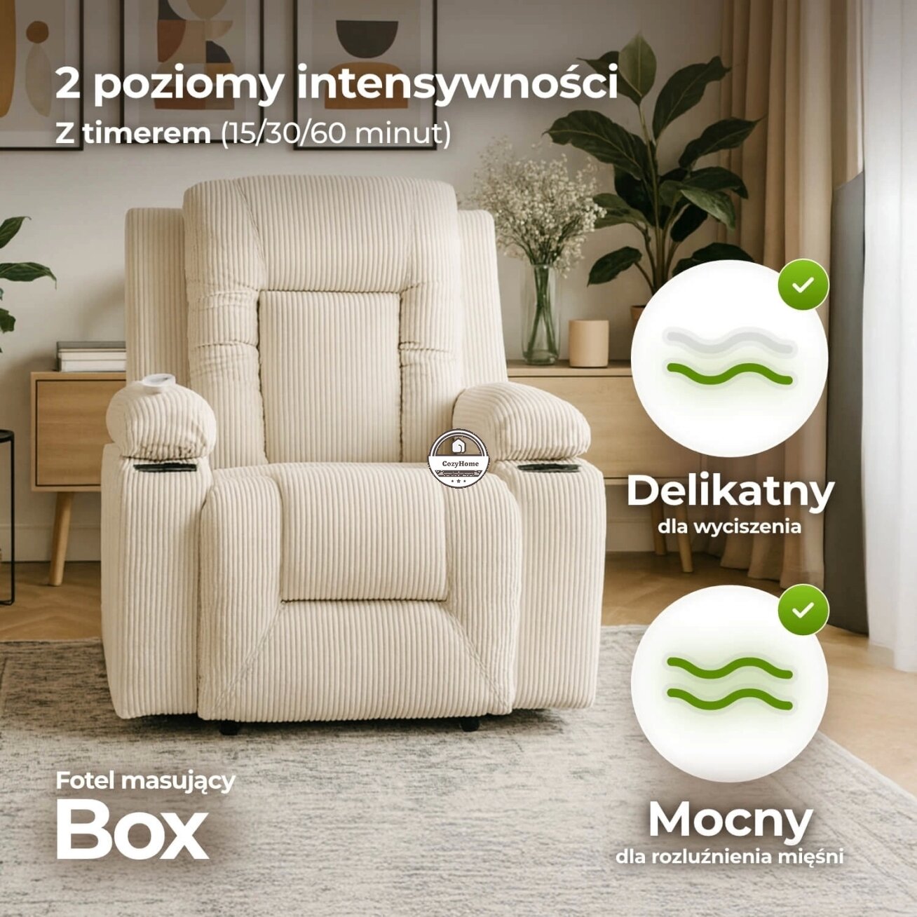 Masažinis fotelis BOX, smėlio spalvos, štruksas 5