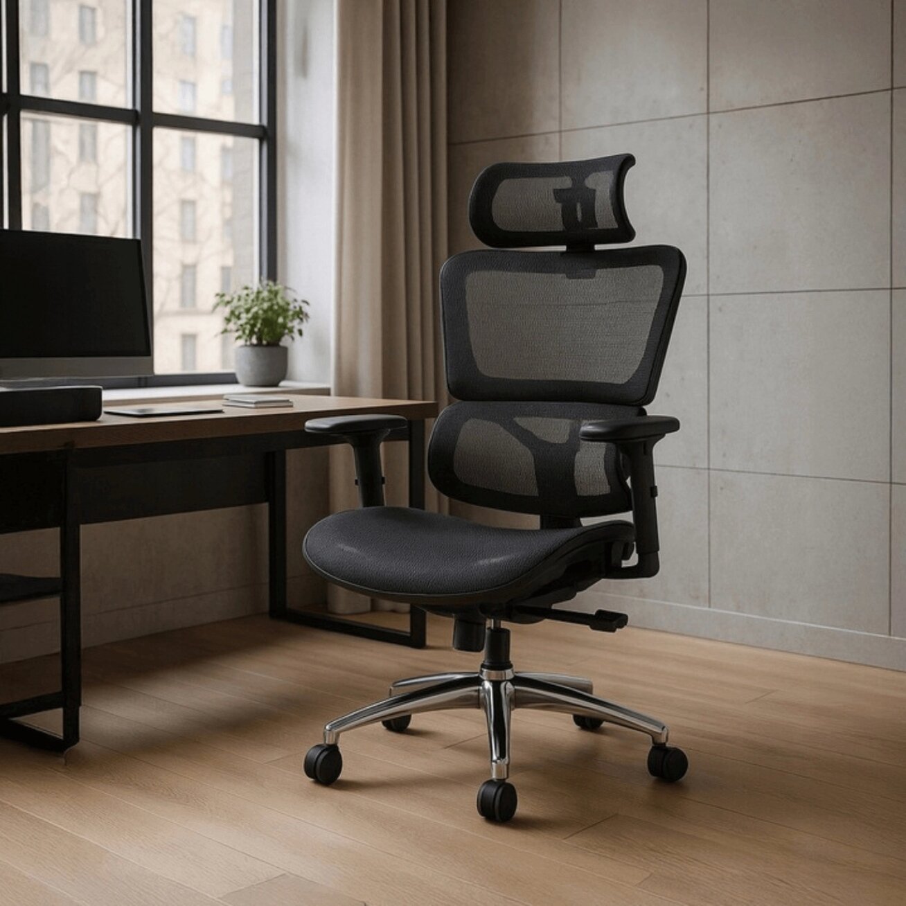Ergonominė biuro pasukama kėdė ROYAL, juoda 1