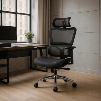 Ergonominė biuro pasukama kėdė ROYAL, juoda