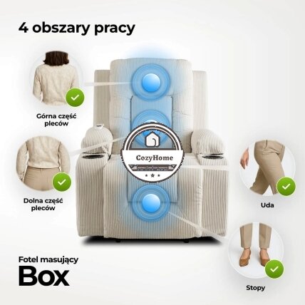 Masažinis fotelis BOX, smėlio spalvos, štruksas 4 Masažinis fotelis BOX, smėlio spalvos, štruksas 4