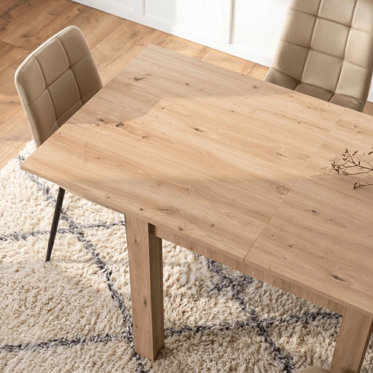Kvadratinis išskleidžiamas stalas 80–160 cm, Artisan ąžuolo spalvos 4 Kvadratinis išskleidžiamas stalas 80–160 cm, Artisan ąžuolo spalvos 4