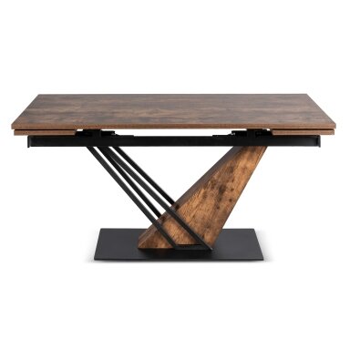 REX išskleidžiamas stalas, 160–220 cm, MDF, kaimiško ąžuolo/juodos spalvos