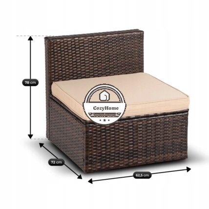 CALIENTE sodo baldų komplektas: modulinė sofa, 2 foteliai, terasos stalas, ruda/smėlio spalvos, modernus technoratanas 13 CALIENTE sodo baldų komplektas: modulinė sofa, 2 foteliai, terasos stalas, ruda/smėlio spalvos, modernus technoratanas 13