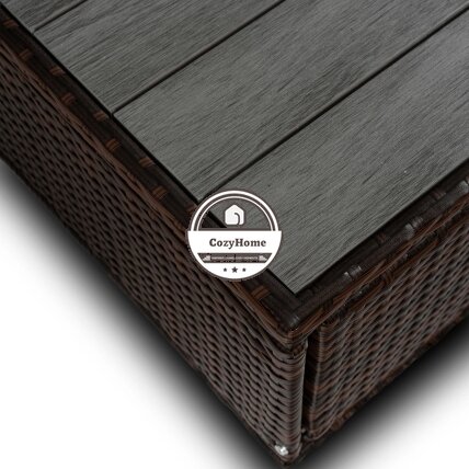 CALIENTE sodo baldų komplektas: modulinė sofa, 2 foteliai, terasos stalas, ruda/smėlio spalvos, modernus technoratanas 8 CALIENTE sodo baldų komplektas: modulinė sofa, 2 foteliai, terasos stalas, ruda/smėlio spalvos, modernus technoratanas 8