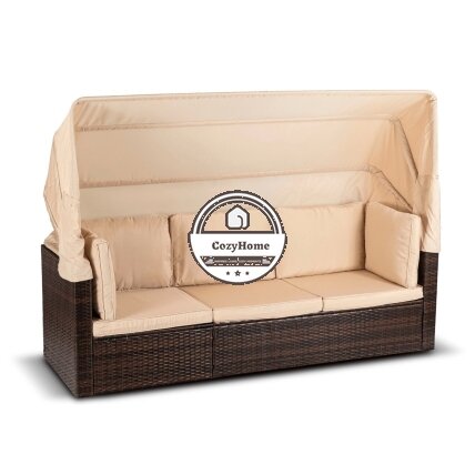 CALIENTE sodo baldų komplektas: modulinė sofa, 2 foteliai, terasos stalas, ruda/smėlio spalvos, modernus technoratanas 9 CALIENTE sodo baldų komplektas: modulinė sofa, 2 foteliai, terasos stalas, ruda/smėlio spalvos, modernus technoratanas 9