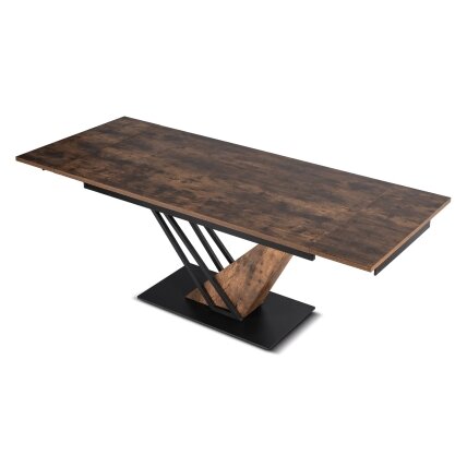 REX išskleidžiamas stalas, 160–220 cm, MDF, kaimiško ąžuolo/juodos spalvos 2