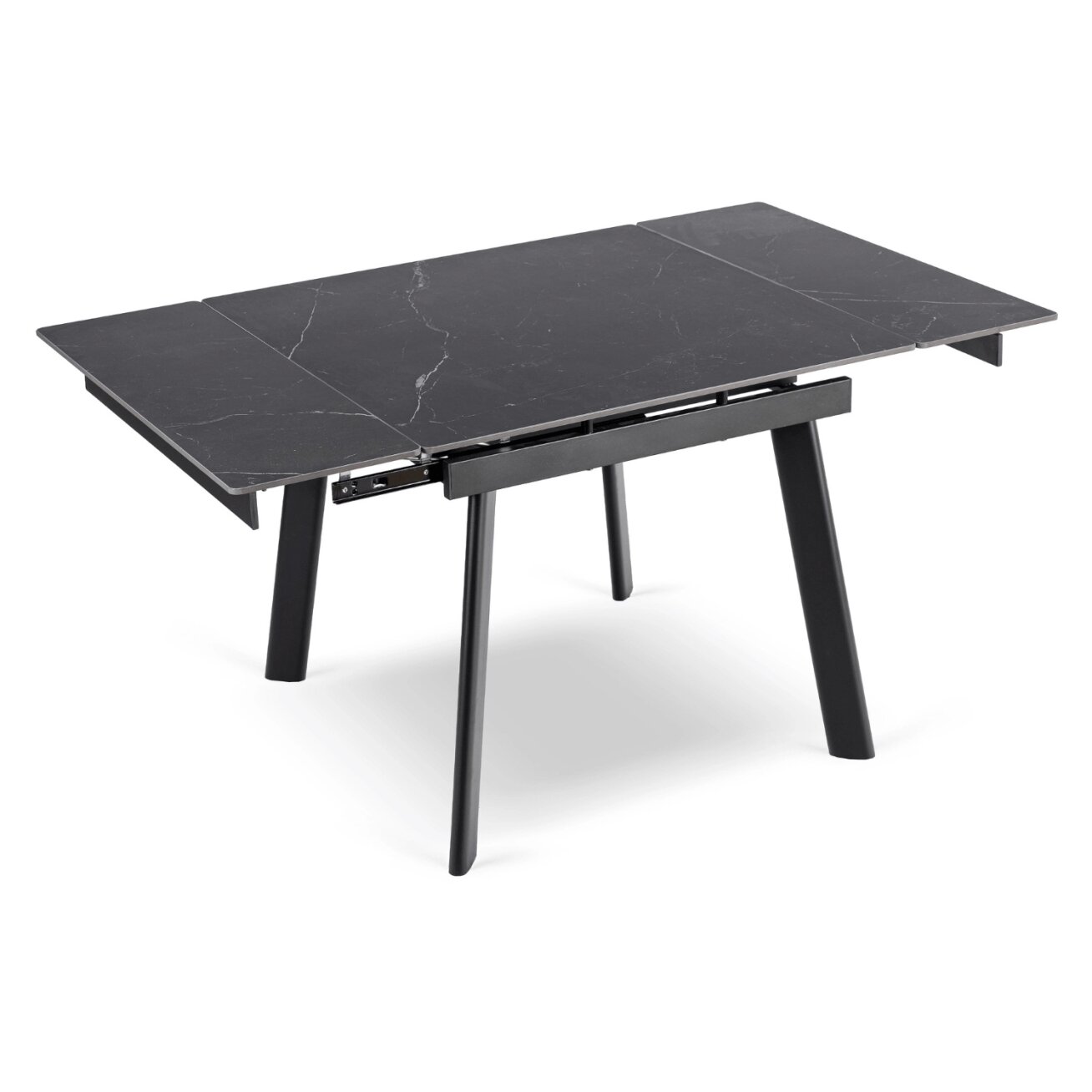 LARES kvadratinis ištraukiamas stalas, 90–150 cm, keramika, juodas marmuras/juodas modernus 7 LARES kvadratinis ištraukiamas stalas, 90–150 cm, keramika, juodas marmuras/juodas modernus 7