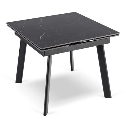 LARES kvadratinis ištraukiamas stalas, 90–150 cm, keramika, juodas marmuras/juodas modernus 6 LARES kvadratinis ištraukiamas stalas, 90–150 cm, keramika, juodas marmuras/juodas modernus 6